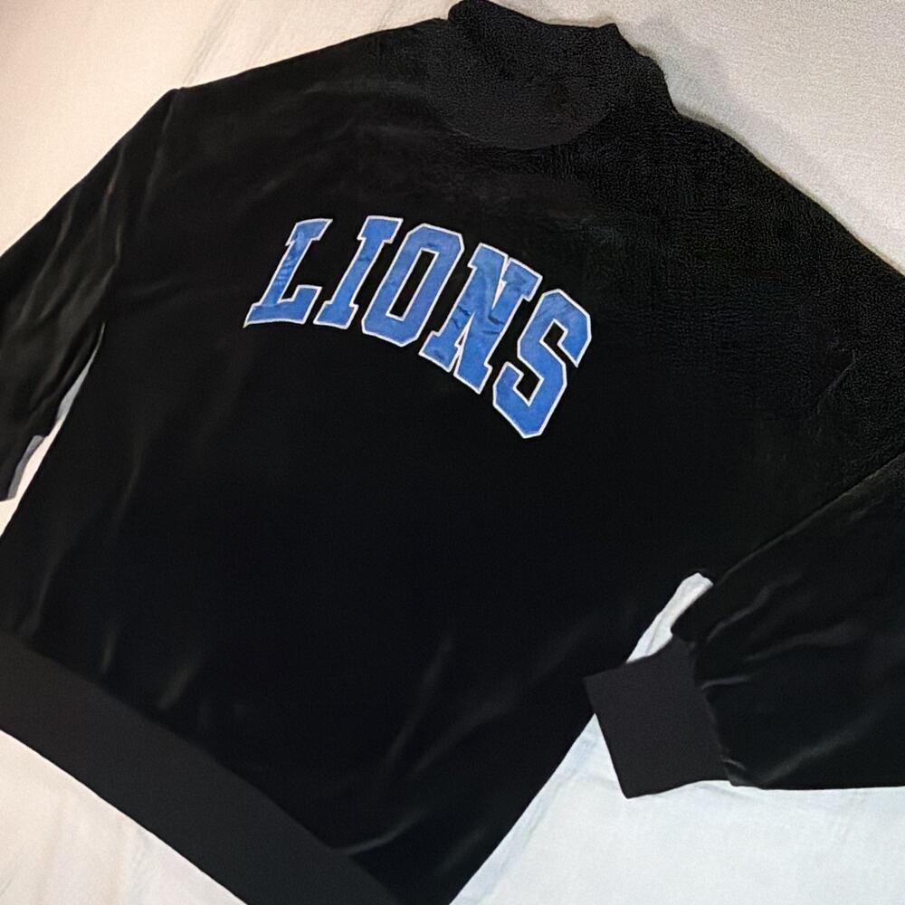 Game Day Couture Detroit Lions black velour Pullover Oversized Size Women’s XL